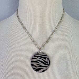 FOXY ORIGINALS // 2 in 1 pink or black zebra print silver pendant necklace